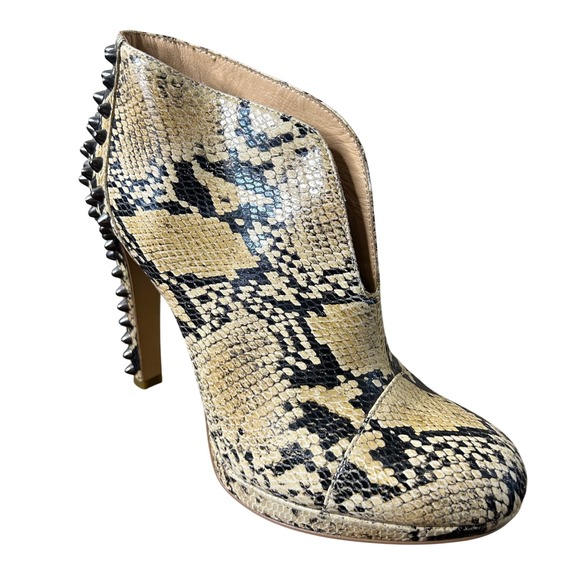 BCBGMaxAzria Shoes - BCBGMAXAZRIA Booties Size 9 Daria Snakeskin Print Studded Heel Leather Womens